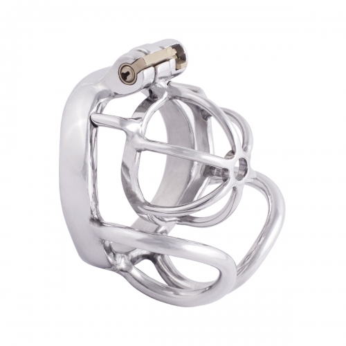 TERNENCE Small Chastity Devices Stainless Steel Men Cock Cage with Ergonomic Design Splitter Base Ring for Men Adult Game Sex Toy
